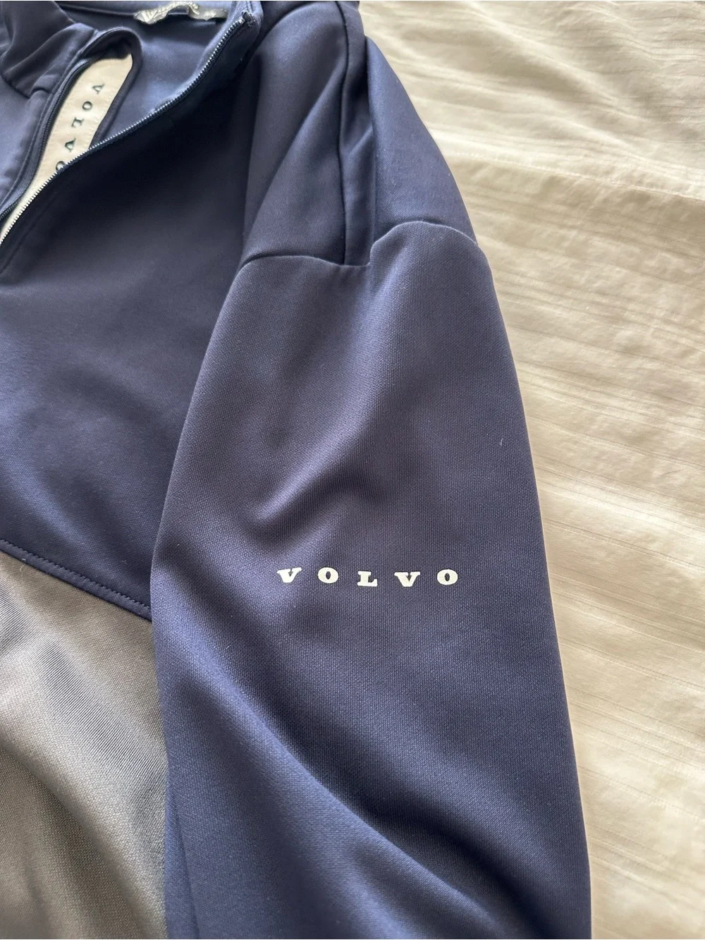 Men's Levelwear Two-Tone Navy and Gray Zip-Up Sweater